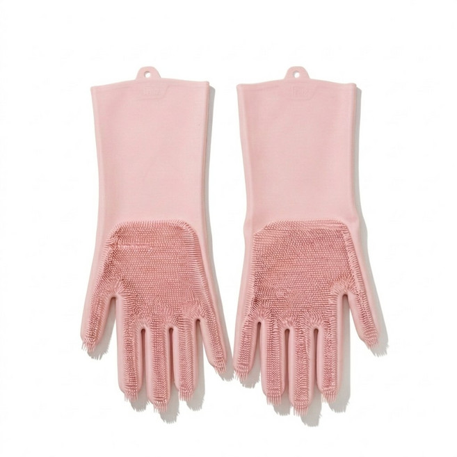 루리코리아 실리콘 수세미장갑 미끄럼방지 고무장갑 설겆이 애견목욕, 핑크, FREE(one size), 1개