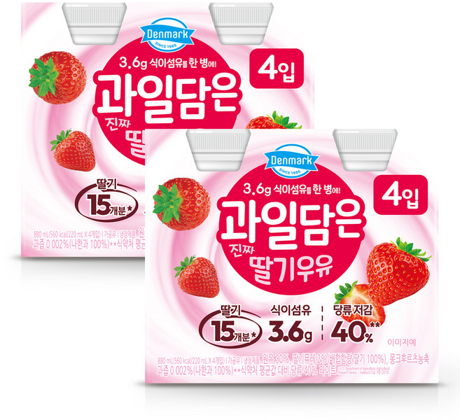 과일담은 진짜 딸기우유, 8개, 220ml
