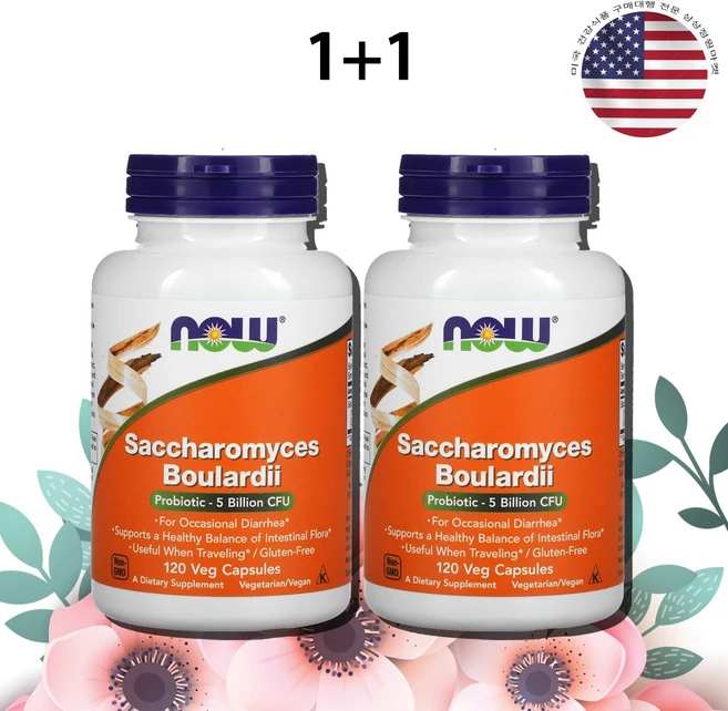 [2개] 나우푸드 사카로미세스 보울라디 50억CFU 120베지캡슐 이눌린 FOS 장내세균총 맥주효모균 출아형효모, 120정, 2개 - 쿠팡