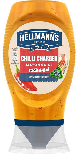 영국 헬만스 Hellmann's Chilli Charger Mayonnaise 칠리 차저 핫 마요네즈, 7개, 250ml