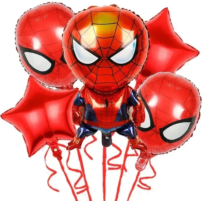 5pcs 어린이 생일 파티 글로브 장식 어벤저 스 테마 아이언 맨 캡틴 아메리카 스파이더 맨 헐크 풍선 세트, 01 as picture, 04 style-1
