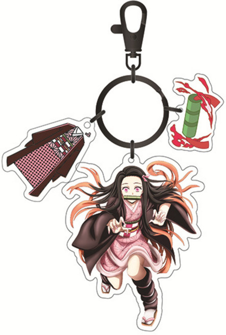 국내배송 귀멸의 칼날 아크릴 일륜도 하오리 키링 1개 검 귀살대원복키링, 네즈코