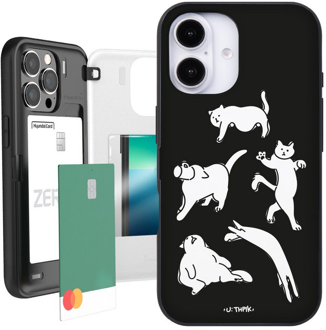 107가지 아이폰16 전용 실용적인 카드2장수납 마그네틱포켓 케이스