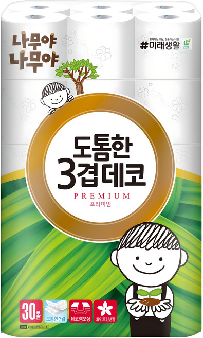 나무야나무야 도톰한 3겹 데코 고급 롤화장지, 30m, 30개입, 1개