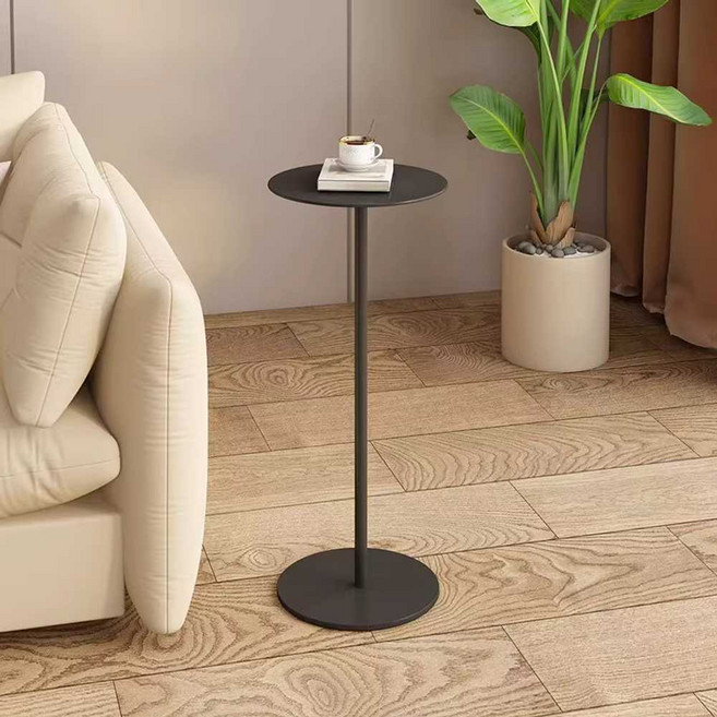 초미니 티테이블 철제 사이드 테이블 침대 소파 협탁, 검정색  20cmx20x58cm