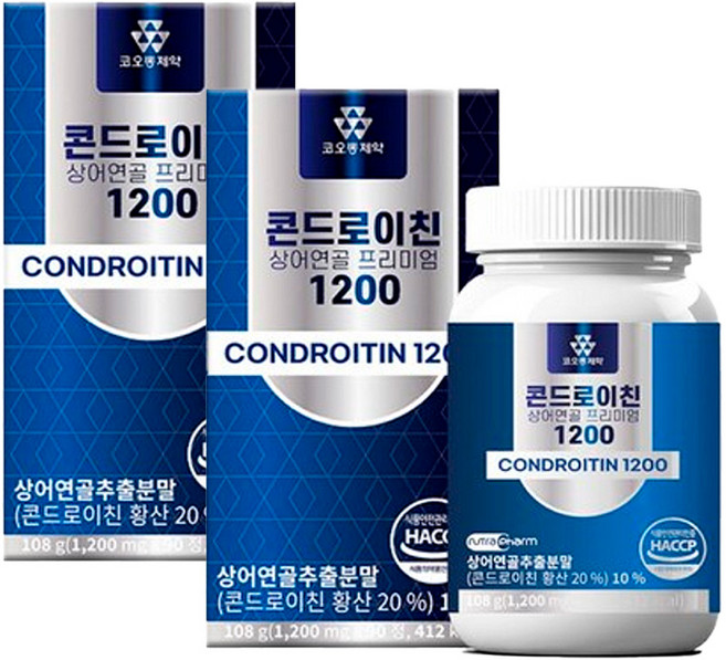 뉴 코오롱제약 콘드로이친 상어연골 프리미엄 1200 1200mg 90정, 2개