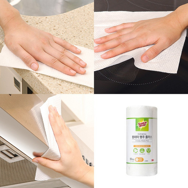 딸기마을 원데이 행주 50매 x 1Roll 뜯어쓰는행주
