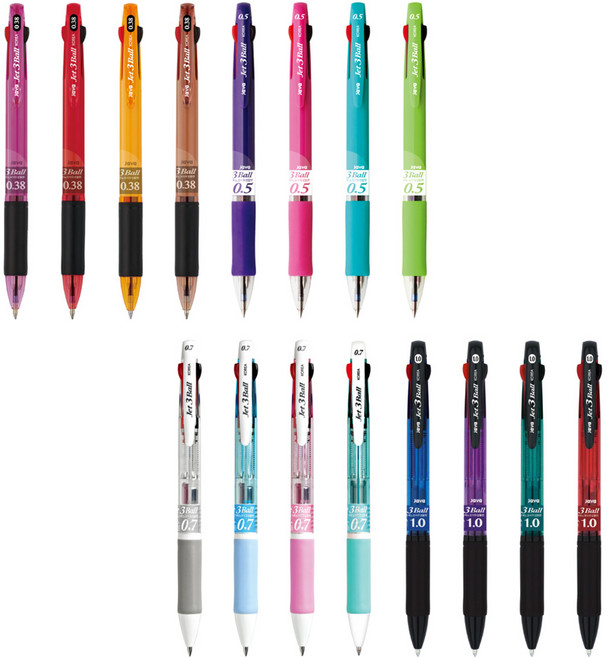 자바 제트3 Jet 3 Ball 3색 볼펜 3색볼펜 (1자루), 1.0 색상랜덤