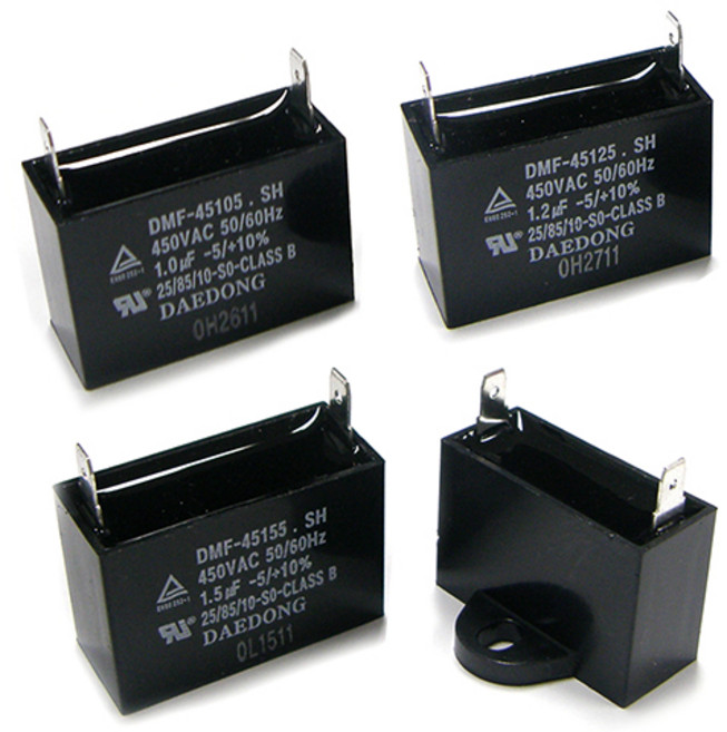 국산 KSC 인증정품 선풍기 모터 기동 콘덴서 450VAC 1.0 uF 1.2 uF 1.5 uF, 1.5uF, 1개