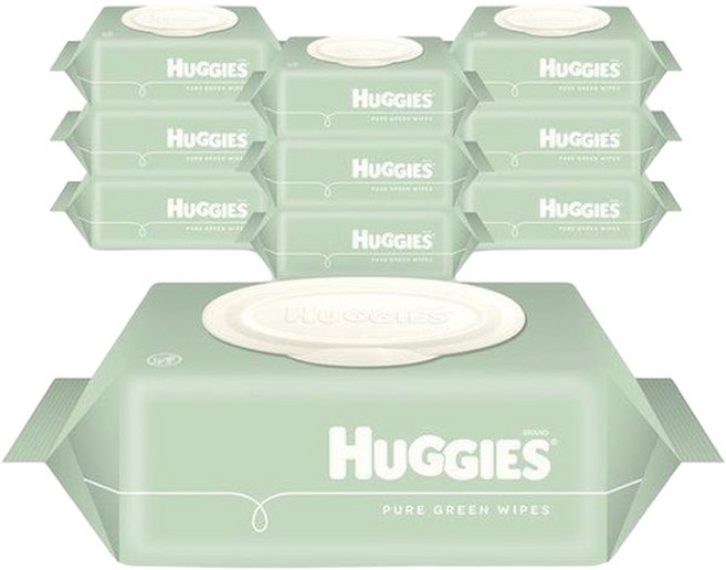 하기스 퓨어 그린 유아물티슈 캡형, 72매, 1개
