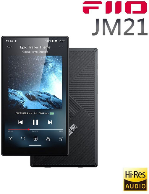 FIIO JM21 Hi-Fi 無損音樂播放器 Android 13 雙CS43198 DAC 700mW+700mW 輸出, 暗夜黑