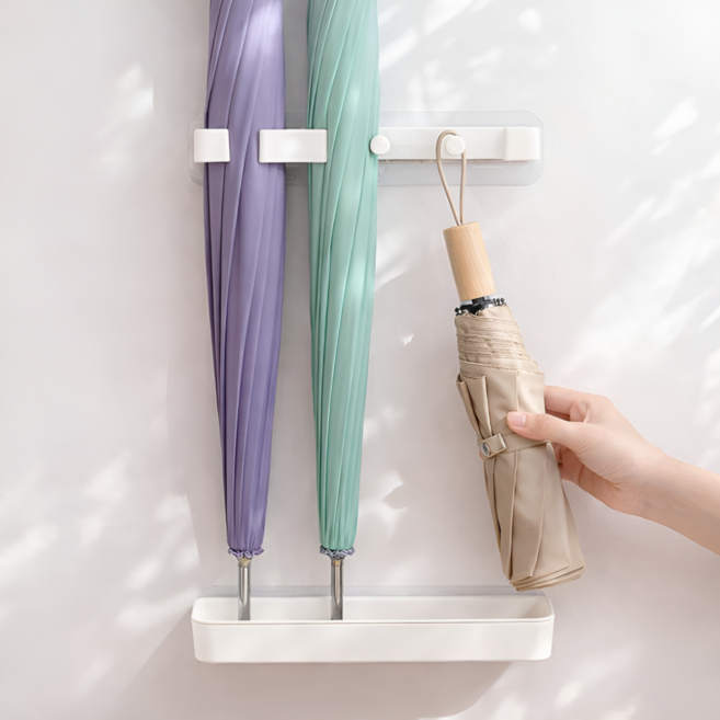 태은랩 물뚝뚝 해결 무타공 벽걸이 우산거치대 물받이 트레이형, 화이트, 1개