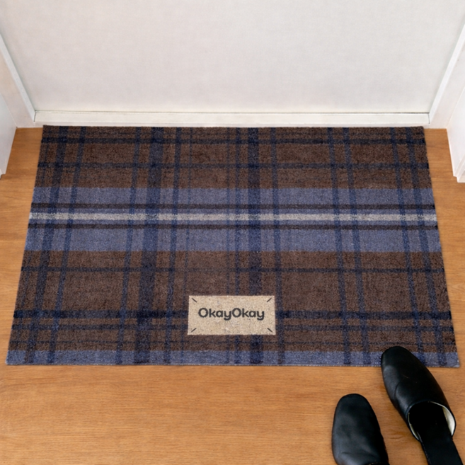 벨라빈 현관매트 현관코일매트 발코니 사무실 업소용 매장 카페 출입구 테라스 베란다, 1개, 코코아 브라운 타탄