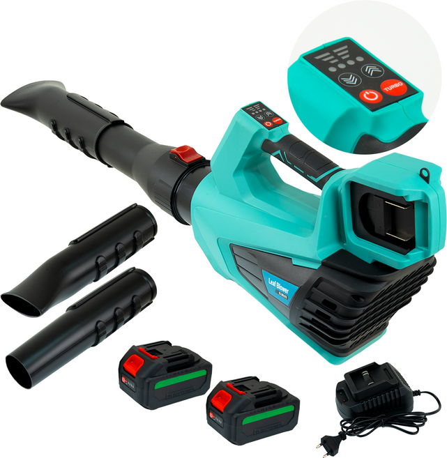 헬릭스 40V 무선 터보 송풍기 충전식 4.0Ah 대포 낙엽 제설 세차 에어건 블로워, 배터리(4.0Ah) 2개, 1세트