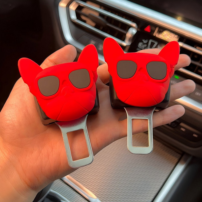 툴마담 선글라스 불독 페이크 안전벨트클립, 레드, 2개