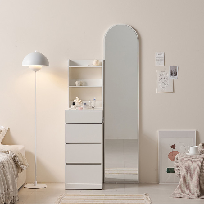 동서가구 모아르 전신거울 화장대 DF926386, 화이트