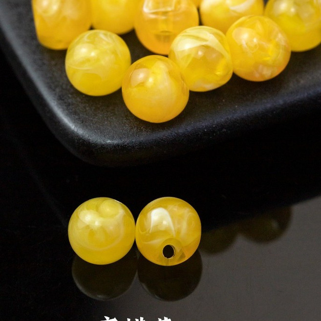 復古玉石珠亞克力珠 多款可選 精緻縫紉配件, 蜜蠟黃【10mm】旗袍盤扣, 1個
