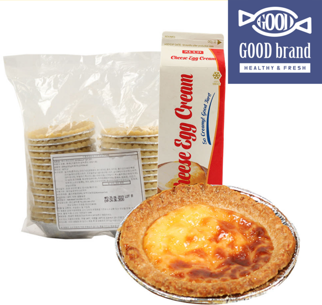 대용량 에그타르트 만들기 세트, 1세트, 1L, 비스킷 타르트 쉘(30ea) + 치즈에그크림(1L)