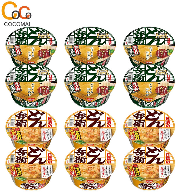 6+6 닛신 돈베이 컵라면 (유부우동95g 6)+(튀김우동97g 6), 95g