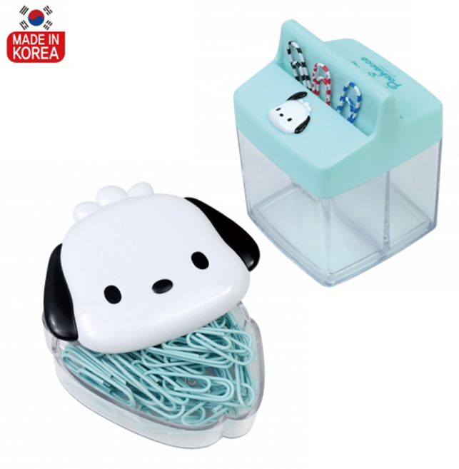 타겟오 산리오 포차코 컬러클립 + 자석클립통 세트 자석 크립통 클립 세트