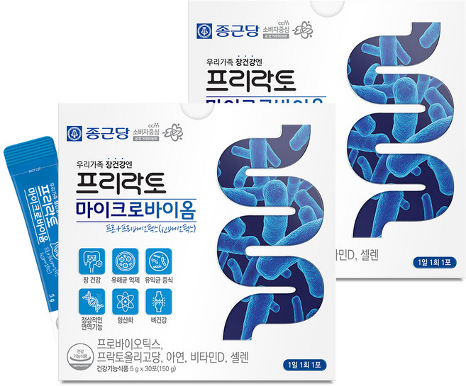 종근당 프리락토 마이크로바이옴 / 프로바이오틱스 신바이오틱스 모유유래유산균, 2박스, 30회분