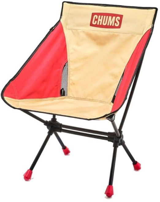 첨스 CHUMS 컴팩트 부비 풋 로우 체어 접이식 캠핑의자 CH62-1772, 베이지/레드, 1개