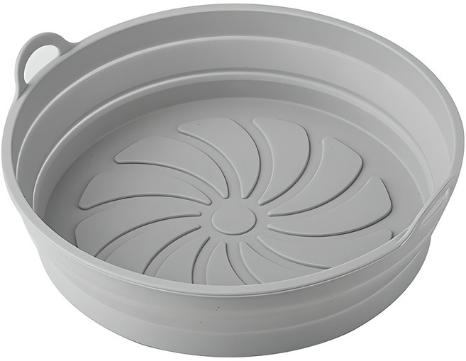 살림의기술 실리콘 접이식 에어프라이어 용기 원형, 그레이, 1개
