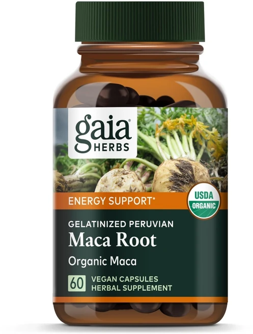 Gaia Herbs 가이아 허브 마카 뿌리 60정 비건 캡슐 천연 에너지 및 지구력 증진 유기농 134826, 1개 - 쿠팡