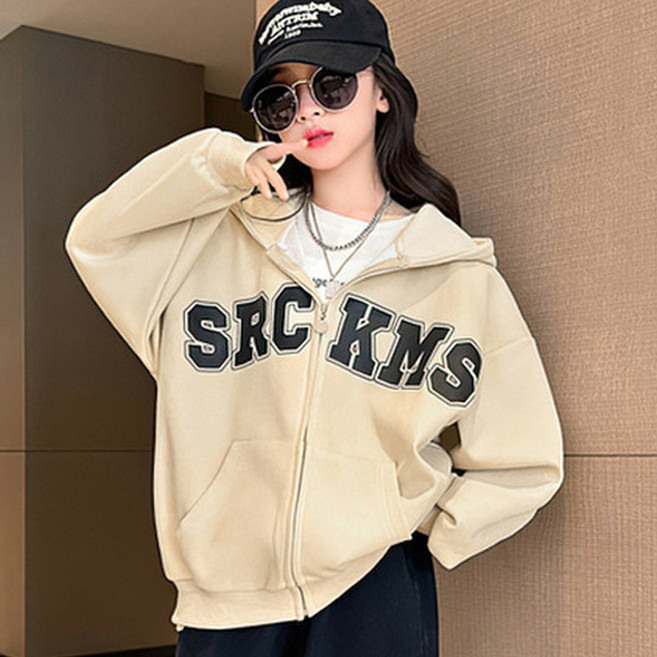 베비포 초중생 루즈핏 베이직 후드집업 -KM8