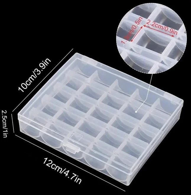 재봉틀 보빈 보관함 투명 플라스틱 가정용 액세서리 25 슬롯 1