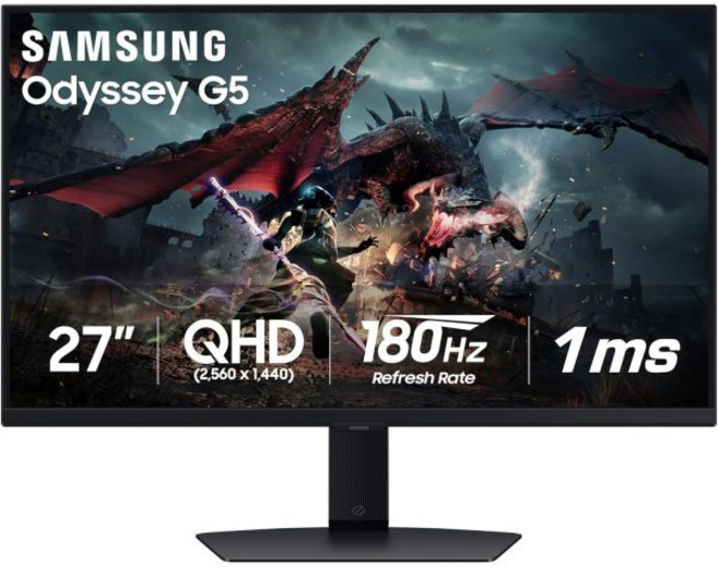 SAMSUNG 삼성 32인치 오디세이 G50D 시리즈 QHD 빠른 IPS G-Sync 호환 게이밍 모니터 1ms VESA DisplayHDR 400 180Hz AMD 프리싱크, 27-inch