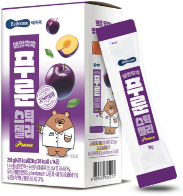 베베쿡 매일쑥쑥 스틱 젤리, 20g, 1박스, 푸룬
