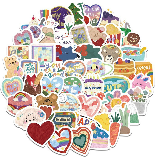 귀여운 조각스티커 폰꾸 다꾸 인스 도무송 캐리어 감성꾸미기 90매, 선택2-스티커B