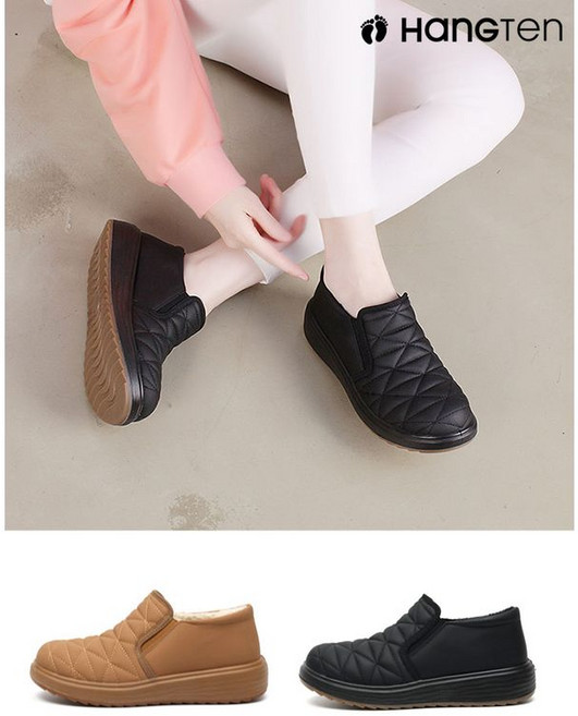 보그샷 행텐 HT-Y1503 여성용 퍼안감 방한슬립온 누빔 패딩화 스니커즈 단화