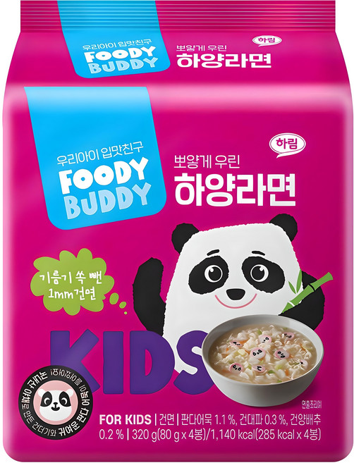 푸디버디 하양라면, 80g, 4개