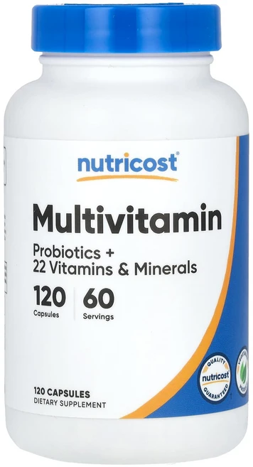 Nutricost 종합비타민 프로바이오틱 + 22가지 비타민 및 미네랄 캡슐 120정, Nutricost종합비타민프로바이오틱22가지비타민및미네, 1개 - 쿠팡