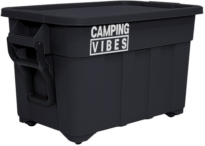 캠핑바이브스 멀티카고박스 기본구성 캠핑박스 토트박스, 1단, 1개, 블랙, 75리터, 화이트스티커