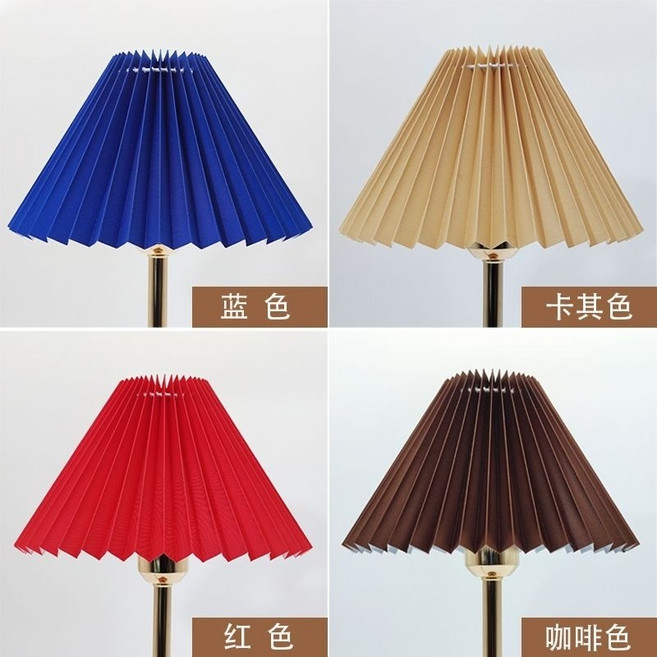 百褶燈罩 亞麻燈罩 檯燈罩 吊燈罩, 大紅色,小號 臺燈款 燈泡超上