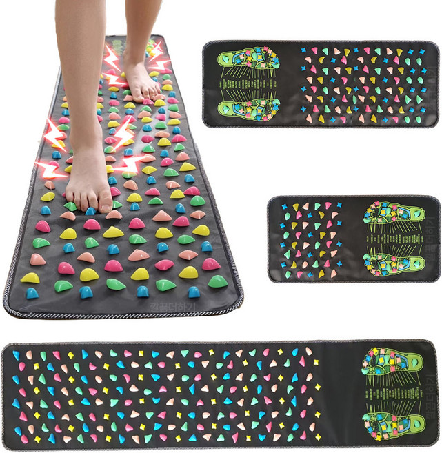 깔끔더하기 자갈 발 지압 매트 발바닥 지압판, 블랙120, 1개