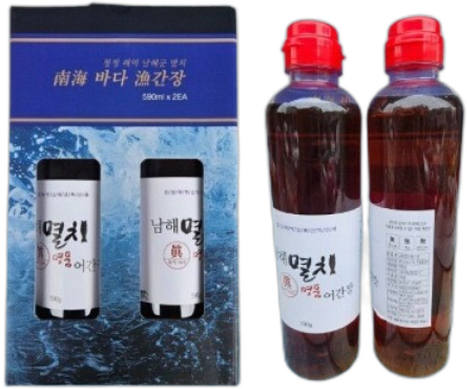 남해바다 멸치어간장 자연발효 만능 맛간장 선물세트 사은품 증정, 2개, 590ml