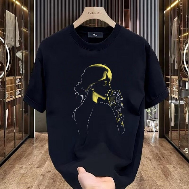 AOKADA 반팔티셔츠 남자반팔티 여름 시원한 라운드 프린트 루즈핏 남성티셔츠 반팔티