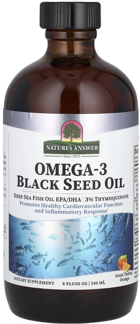 네이쳐스엔서 오메가3 블랙씨드 오일 함유 오렌지 맛 240ml, 4개 - 쿠팡