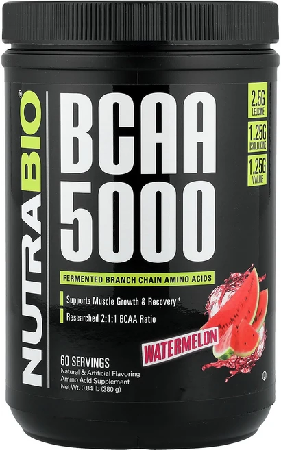 뉴트라바이오 BCAA 5000 수박 380g, NutraBio 뉴트라바이오 BCAA 5000 워터멜론, 1개, 381g - 쿠팡