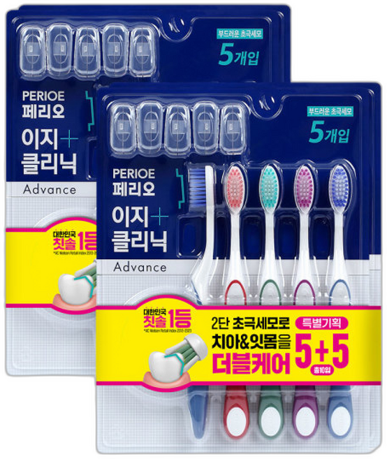페리오 이지클리닉 어드밴스드 초극세모 칫솔 (5+) (총), 2개