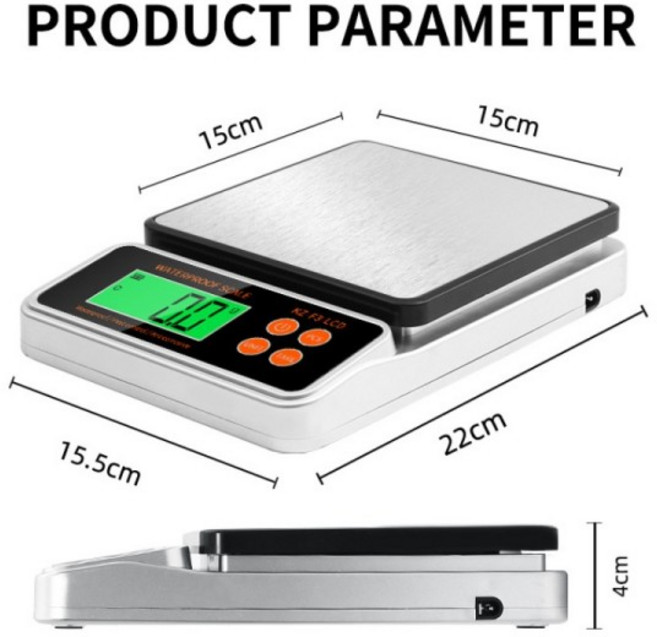 전자 주방 체중계 가정용 완전 방수 베이킹 스테인레스 스틸 식품 고정밀 야간 조명 대형 스크린, 01 3KG 0.1g