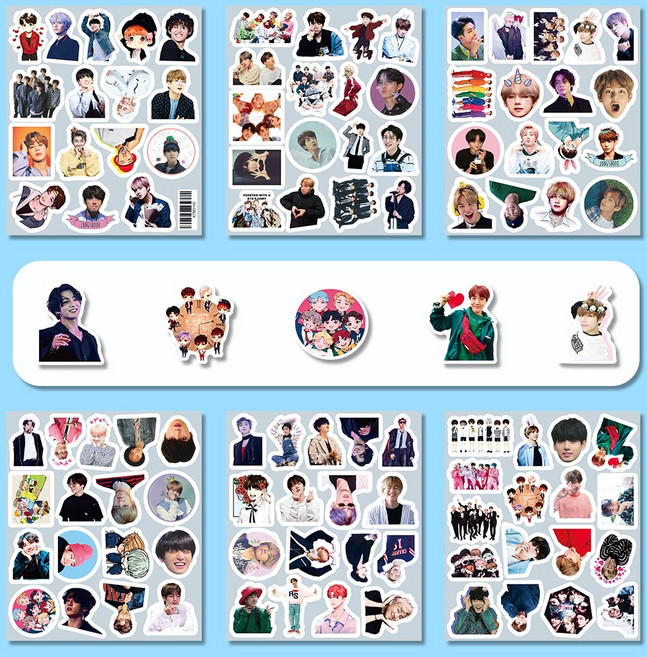 아이돌 스티커 15개 그룹 풀라인업 국내최다 옵션 선택형 대용량 다꾸 폰꾸, 1세트, BTS(방탄소년단)/101Pcs