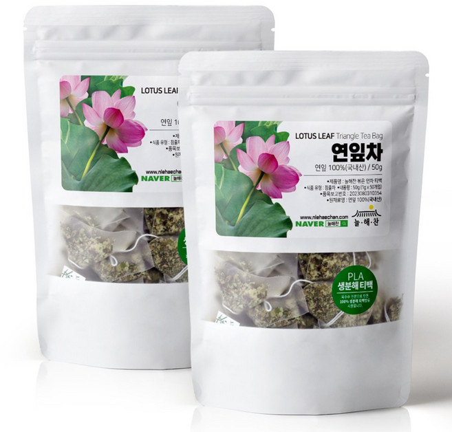 늘해찬 볶은 국산 연잎차 티백 전통차 허브차 삼각티백 대용량, 1g, 50개입, 2개