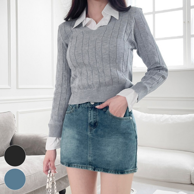 쏘옷 여성용 엘링 코튼 데님 미니스커트