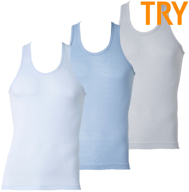 트라이 남성 순면 컬러 민소매 런닝 3매입 세트