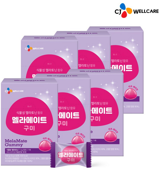 CJ공식 식물성 멜라토닌 함유 멜라메이트 구미, 6개, 50정